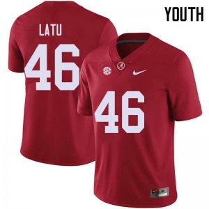NCAA Youth Alabama Crimson Tide #46 Cameron Latu Stitched College 2018 Nike Authentic Red Football Jersey OT17J56SX